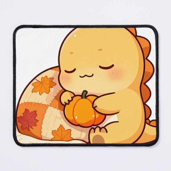 Item preview, Cute Sleepy Baby Chibi Dinosaur Curled Up in Autumn Leaf Blanket designed and sold by pumsquare.