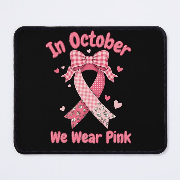 Item preview, In October We Wear Pink Breast Cancer Awareness Gingham Bow Ribbon designed and sold by Zizo-DR44.