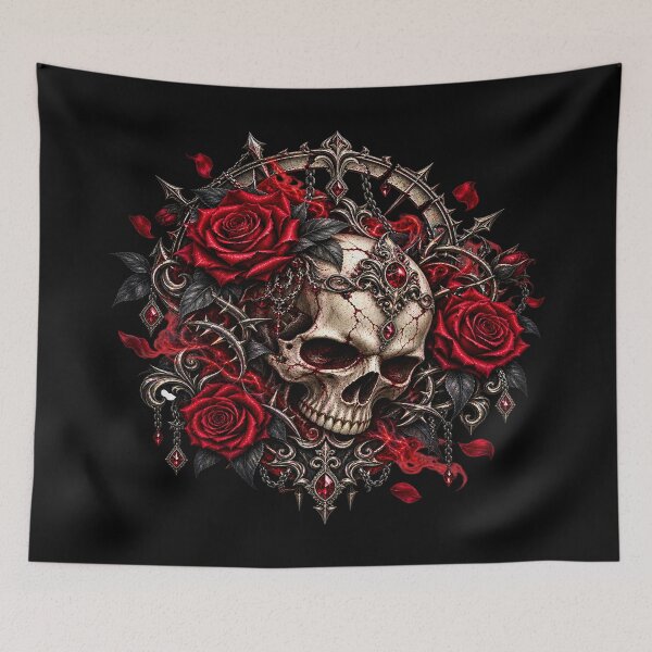 Item preview, Gothic Skull and Roses – Dark Fantasy designed and sold by TroviTutto.