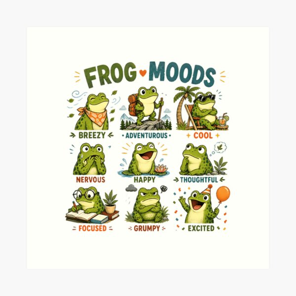 Item preview, Frog Moods Amphibian Lover Emotions Feelings designed and sold by RetroMini2026.