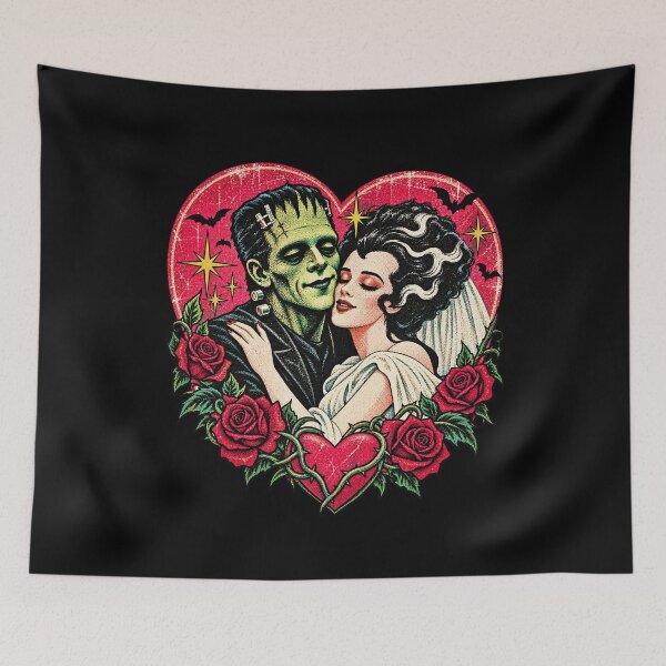 Item preview, Gothic Monster Romance Vintage Heart Tattoo Horror Couple Design designed and sold by JapanAnimeSH1.