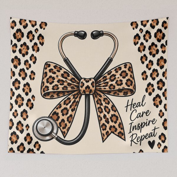 Item preview, Leopard Stethoscope Healthcare Throw Blanket Heal Care Inspire Repeat designed and sold by ClinicalHubs.
