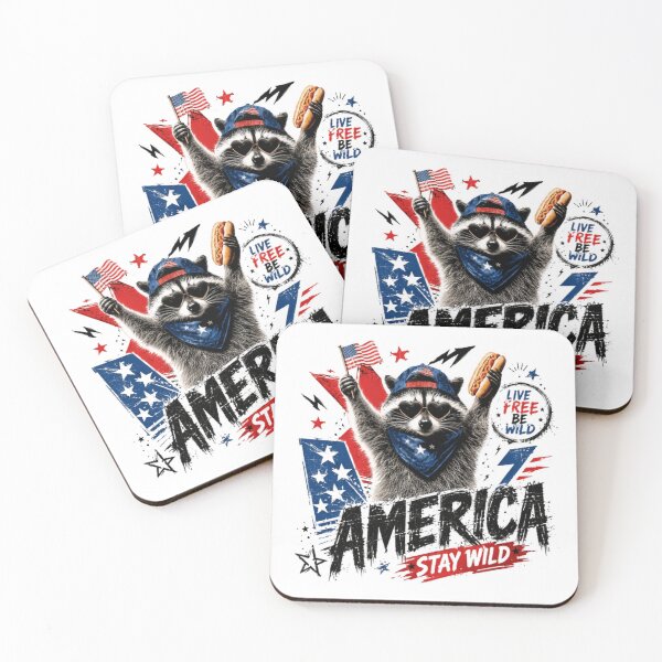 Item preview, Raccoon Patriot America Live Free Be Wild Stay Wild designed and sold by JonesFlora2025.