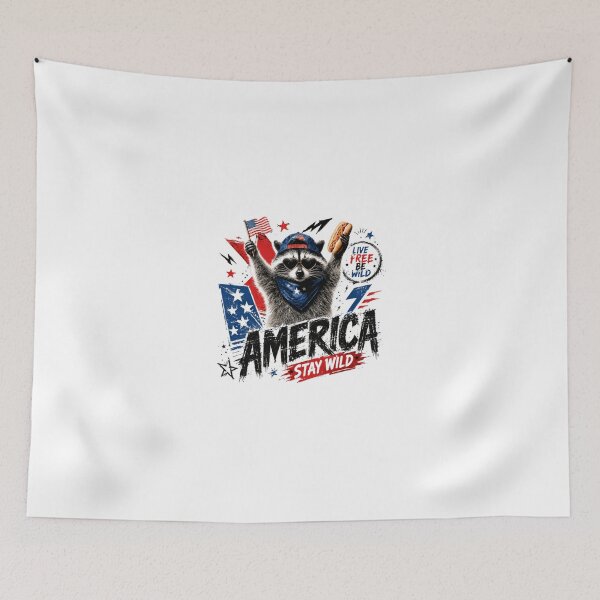 Item preview, Raccoon Patriot America Live Free Be Wild Stay Wild designed and sold by JonesFlora2025.