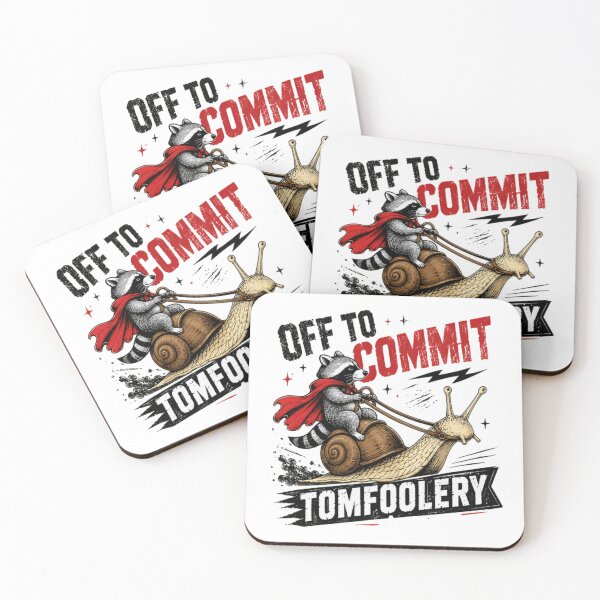 Item preview, Off To Commit Tomfoolery Raccoon Snail Mischief Humor designed and sold by JonesFlora2025.