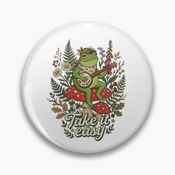 Item preview, Cute Frog Playing Banjo on Mushroom - Take It Easy designed and sold by RoyalDeluxGo.