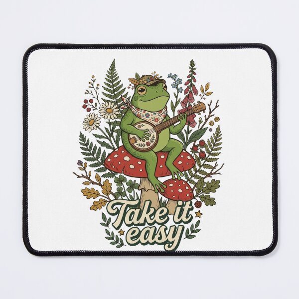 Item preview, Cute Frog Playing Banjo on Mushroom - Take It Easy designed and sold by RoyalDeluxGo.