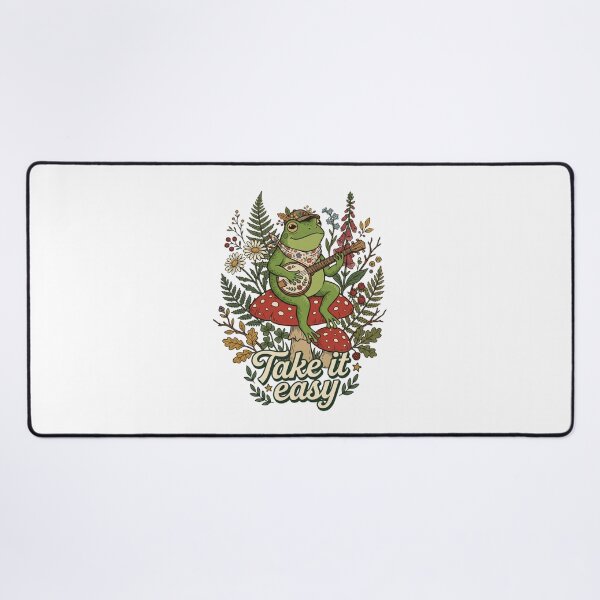Item preview, Cute Frog Playing Banjo on Mushroom - Take It Easy designed and sold by RoyalDeluxGo.