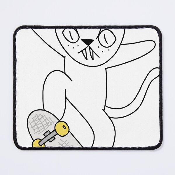 Item preview, mean cat skateboarding - white designed and sold by motherbrainart.
