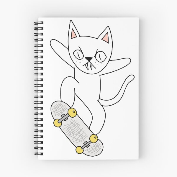 Item preview, mean cat skateboarding - white designed and sold by motherbrainart.