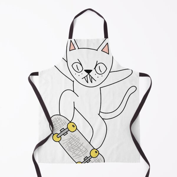 Item preview, mean cat skateboarding - white designed and sold by motherbrainart.
