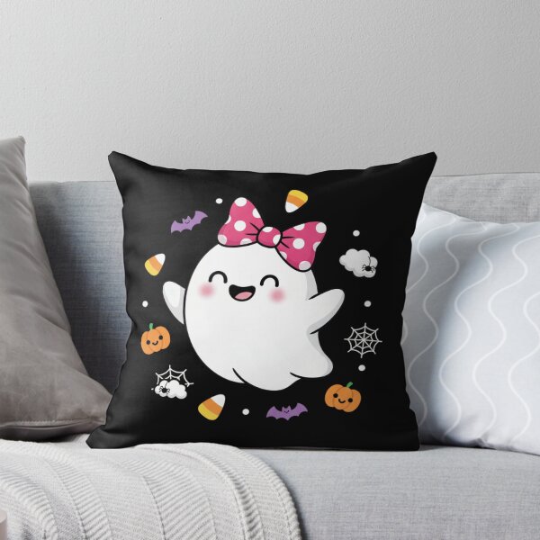 Item preview, Cute Kawaii Ghost Pink Bow Halloween Kids T-Shirt – Pumpkin, Bat and Candy Corn Design designed and sold by FestivityFinds.