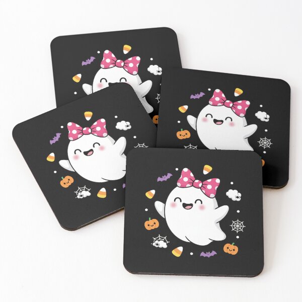 Item preview, Cute Kawaii Ghost Pink Bow Halloween Kids T-Shirt – Pumpkin, Bat and Candy Corn Design designed and sold by FestivityFinds.