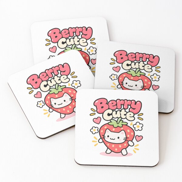 Item preview, Berry Cute Cat Strawberry Kawaii Kitty Fan designed and sold by SkeletonsDanger.
