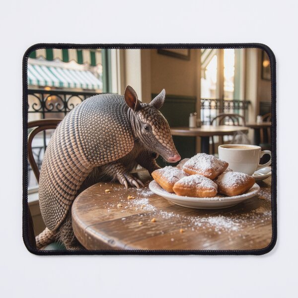 Item preview, Armadillo Has Coffee and Beignets in the French Quarter designed and sold by Tridentulus.