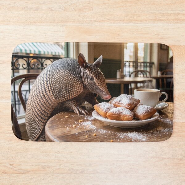 Item preview, Armadillo Has Coffee and Beignets in the French Quarter designed and sold by Tridentulus.