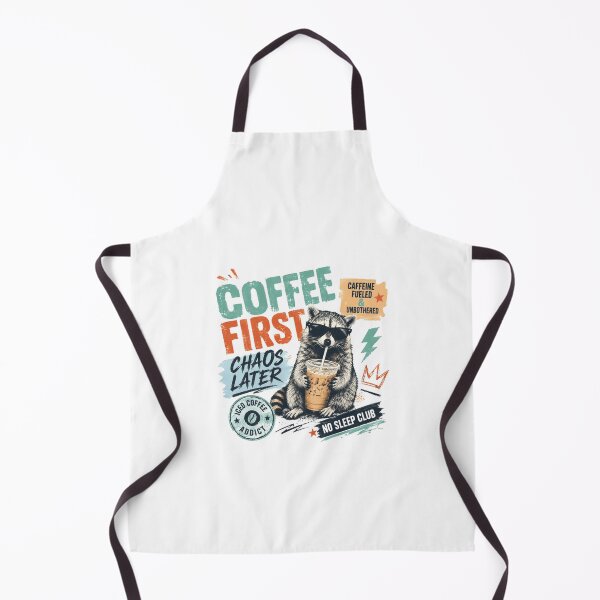 Item preview, Coffee First Chaos Later Raccoon Caffeine Fueled Unbothered Iced Coffee Addict No Sleep Club designed and sold by HumansStuck12.