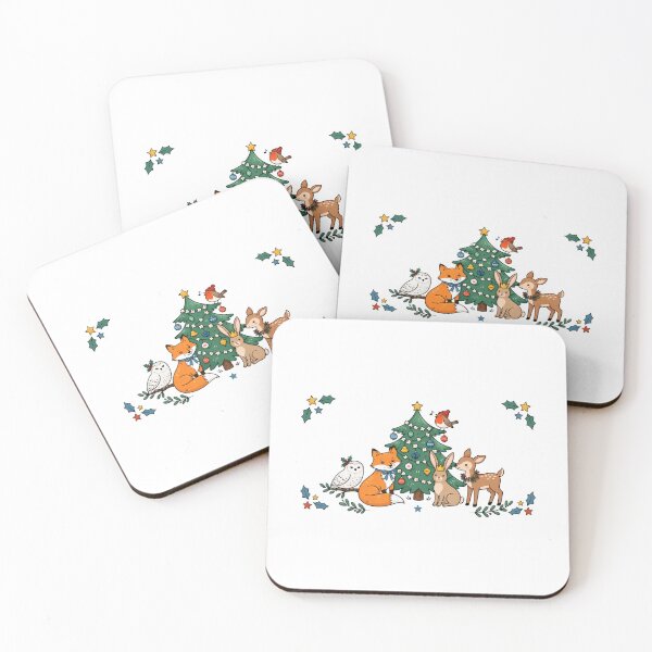 Item preview, Whimsical Woodland Christmas Animals | Fox Owl Deer Rabbit Holiday Tree designed and sold by MrDev.
