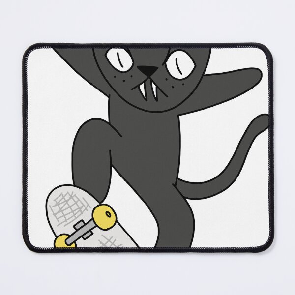Item preview, mean cat skateboarding - black designed and sold by motherbrainart.