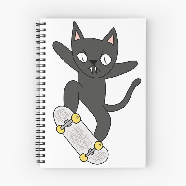 Item preview, mean cat skateboarding - black designed and sold by motherbrainart.