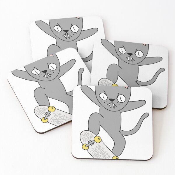 Item preview, mean cat skateboarding - gray designed and sold by motherbrainart.