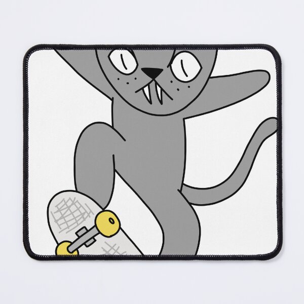 Item preview, mean cat skateboarding - gray designed and sold by motherbrainart.
