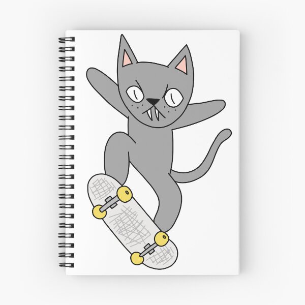 Item preview, mean cat skateboarding - gray designed and sold by motherbrainart.