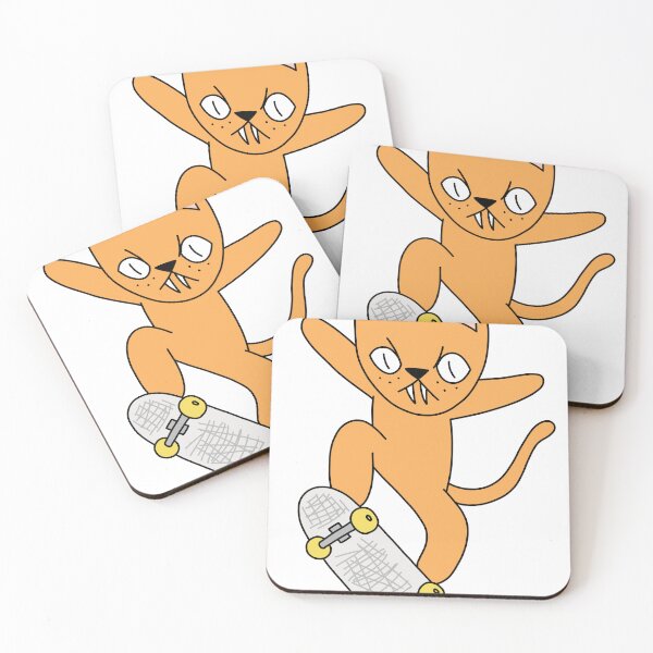 Item preview, mean cat skateboarding - orange designed and sold by motherbrainart.