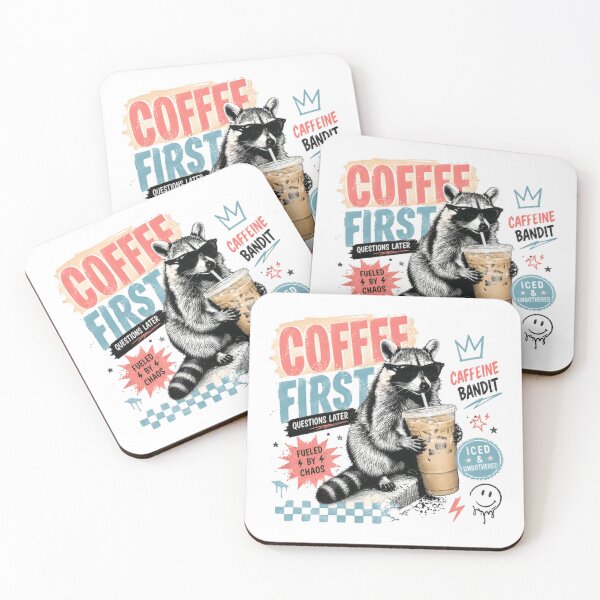 Item preview, Coffee First Questions Later Raccoon Caffeine Bandit Coffee Lover designed and sold by HumansStuck12.