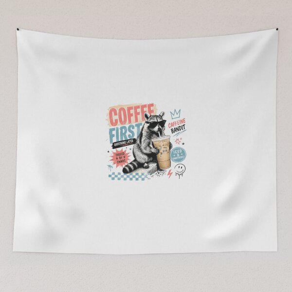 Item preview, Coffee First Questions Later Raccoon Caffeine Bandit Coffee Lover designed and sold by HumansStuck12.