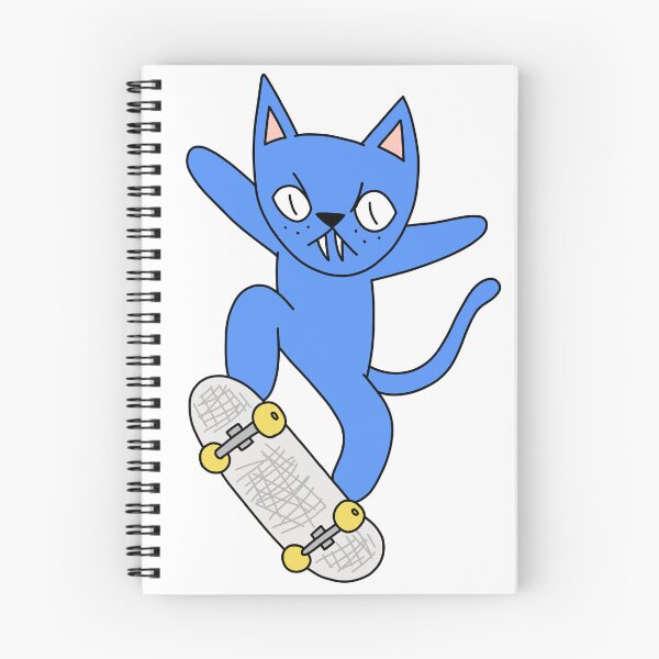 Item preview, mean cat skateboarding - blue designed and sold by motherbrainart.