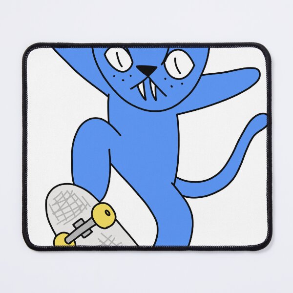 Item preview, mean cat skateboarding - blue designed and sold by motherbrainart.
