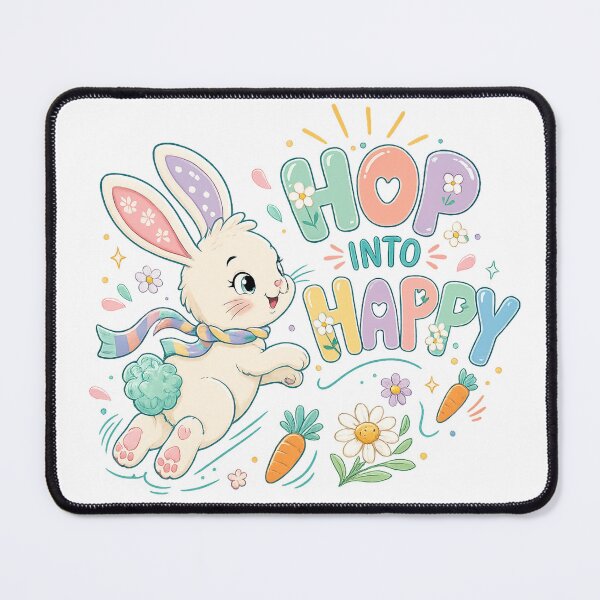 Item preview, Hop Into Happy Cute Easter Bunny Pastel Spring Floral Art Design designed and sold by inkoutninja.
