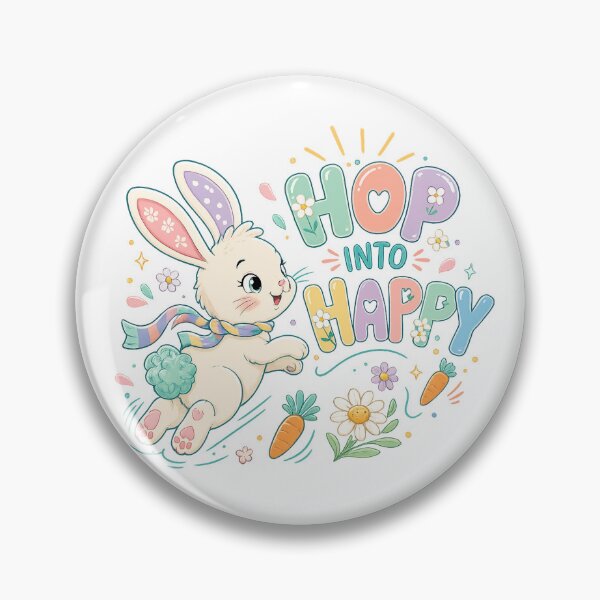 Item preview, Hop Into Happy Cute Easter Bunny Pastel Spring Floral Art Design designed and sold by inkoutninja.