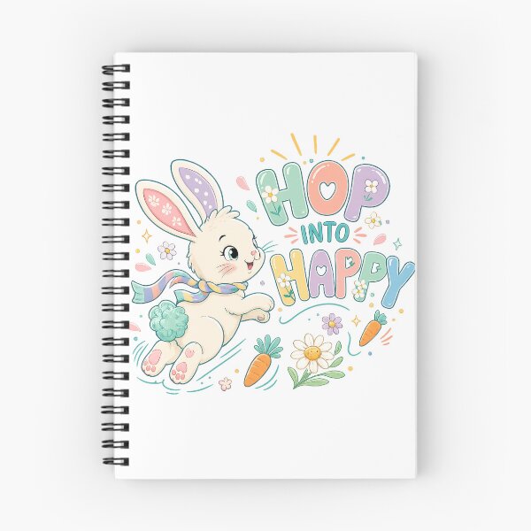 Item preview, Hop Into Happy Cute Easter Bunny Pastel Spring Floral Art Design designed and sold by inkoutninja.