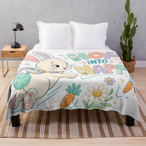 Item preview, Hop Into Happy Cute Easter Bunny Pastel Spring Floral Art Design designed and sold by inkoutninja.