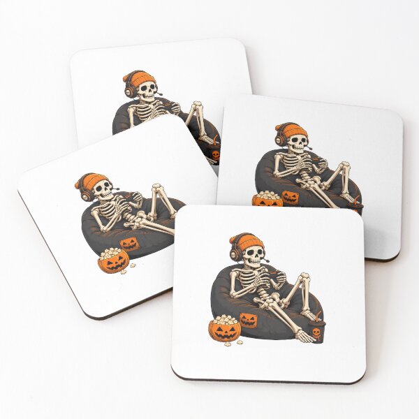 Item preview, Skeleton Gamer Bean Bag Halloween Pumpkin Power Drink designed and sold by OlyvieArt.