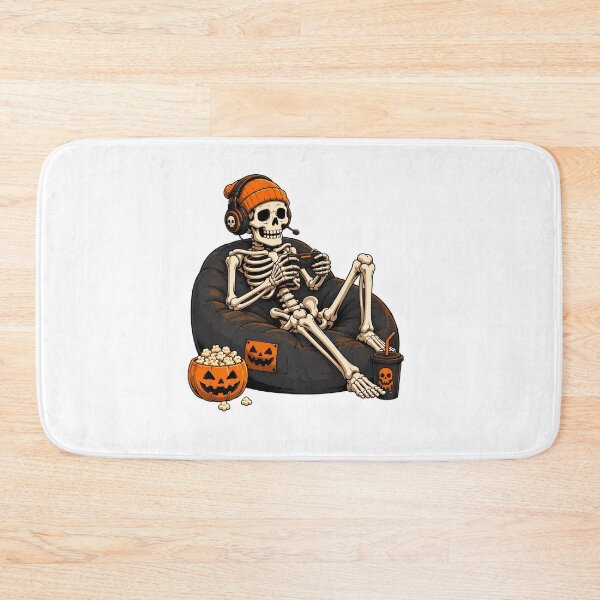 Item preview, Skeleton Gamer Bean Bag Halloween Pumpkin Power Drink designed and sold by OlyvieArt.