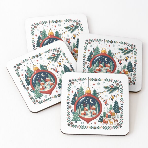 Item preview, Cozy Christmas Ornament Winter Village | Nordic Snowy Forest Holiday Art designed and sold by MrDev.