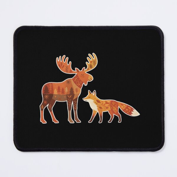 Item preview, Folk Art Moose and Fox Sticker Scandinavian Woodland Animal Nature Art designed and sold by FestivityFinds.