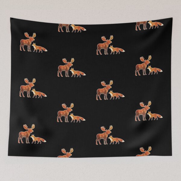 Item preview, Folk Art Moose and Fox Sticker  Scandinavian Woodland Animal Nature Art designed and sold by FestivityFinds.