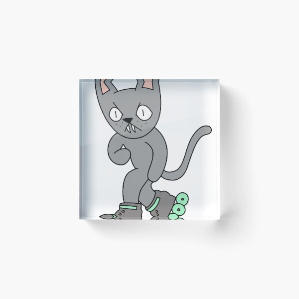 Item preview, mean cat inline skating - gray designed and sold by motherbrainart.