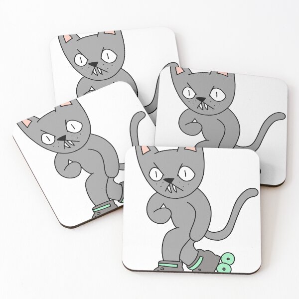 Item preview, mean cat inline skating - gray designed and sold by motherbrainart.