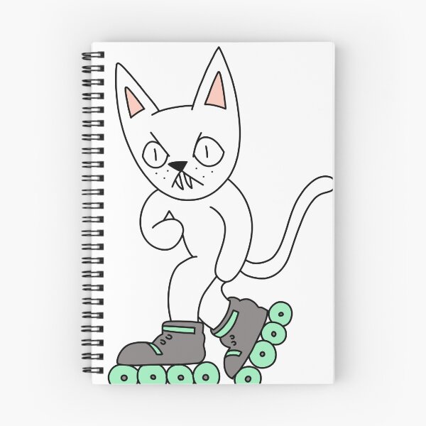 Item preview, mean cat inline skating - white designed and sold by motherbrainart.