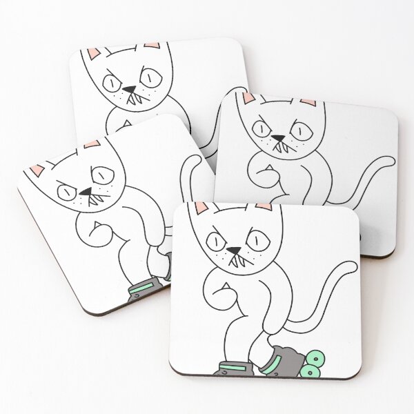 Item preview, mean cat inline skating - white designed and sold by motherbrainart.
