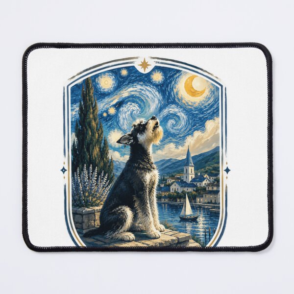Item preview, Schnauzer Howling Starry Night Moon Dog Lover Gift designed and sold by HumansStuck12.