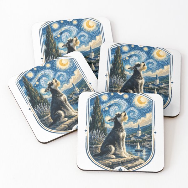Item preview, Schnauzer Howling Starry Night Moon Dog Lover Gift designed and sold by HumansStuck12.
