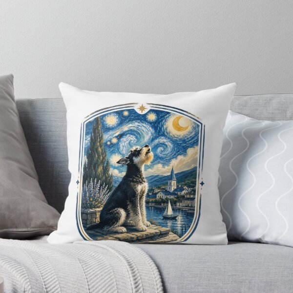 Item preview, Schnauzer Howling Starry Night Moon Dog Lover Gift designed and sold by HumansStuck12.