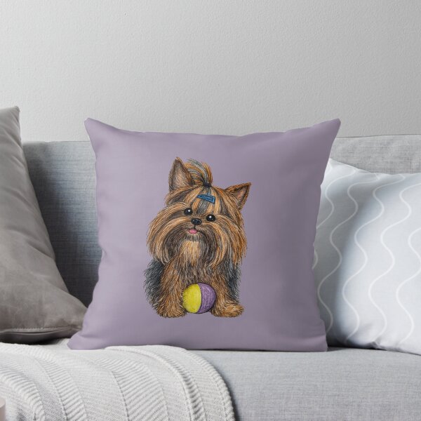 Item preview, Cute Yorkshire Terrier with Ball | Yorkie Illustration designed and sold by pigeonlovrs.