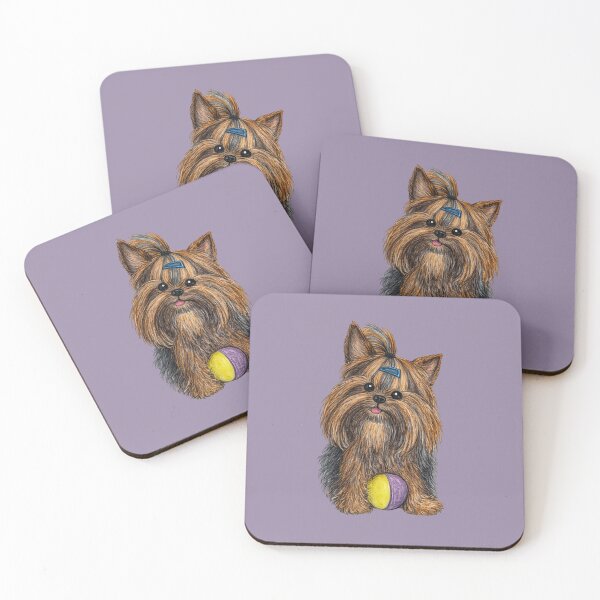 Item preview, Cute Yorkshire Terrier with Ball | Yorkie Illustration designed and sold by pigeonlovrs.